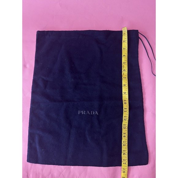 Prada Dust Bag Storage Cover Pouch Drawstring Blue Cotton 13.5" x 14" - Picture 2 of 4